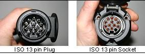 13 Pin tow bar terminal layout