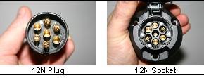 12N Tow bar Plug and socket terminal layout