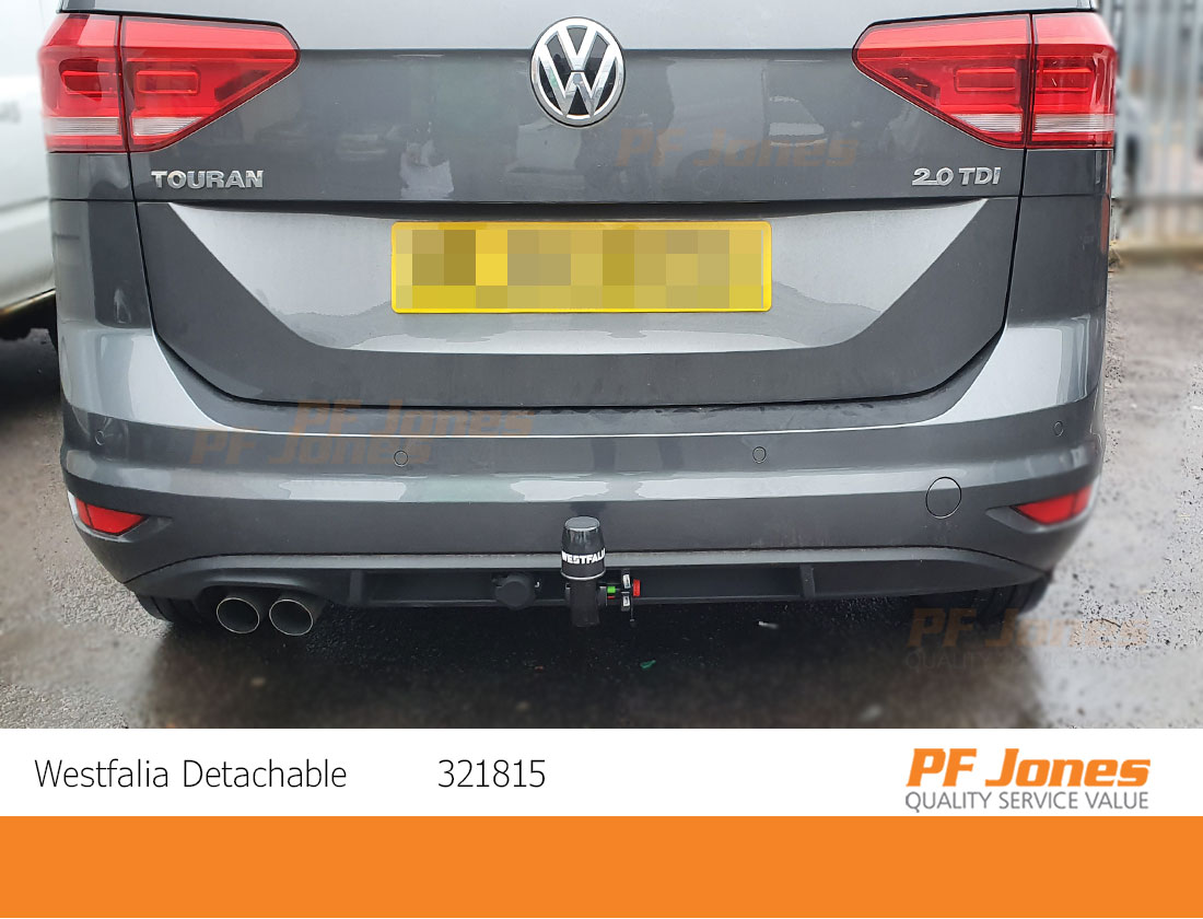 HOOK Detachable Vertical Towbar For VW Touran II (5T1) From 09/2015 - With 13-Pin Universal Electrics Kit