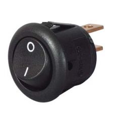 Miniature Black On/Off Round Rocker Switch - 6A at 12V 0-531-00