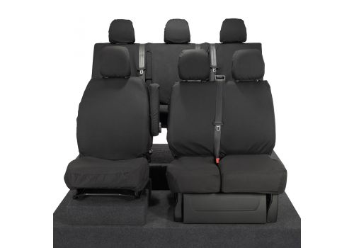 Lux-Ride Tailored Fabric Front Seat Covers For Vauxhall Vivaro (2009-2014) – Graphite With Grey Piping