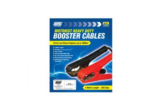 BOOSTER CABLE, PEAK OUTPUT350A, 10MM X 3M, POLYBAG